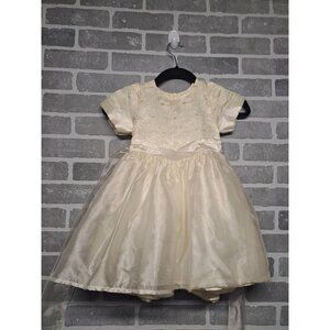 Dimples Los Angeles Vintage 80s Cream Fancy Satin Floral Kids Dress Size‎ 4